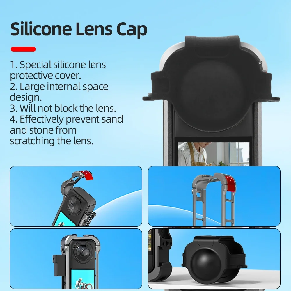 Flymile камера/клетка для панорамной экшн-камеры Insta360 X4, защитная рамка из алюминиевого сплава с силиконовой крышкой объектива, аксессуар