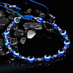 Turkish Evil Eye Bracelets Colorful Crystal Beads Bracelet For Men Women Handmade Braided Rope Charm Jewelry