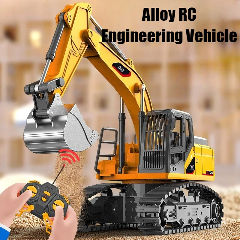 

Alloy Remote Control Excavator with Light 2.4G Children Simulation Electric Excavator Engineering Vehicle Kids RC Car Model Toys