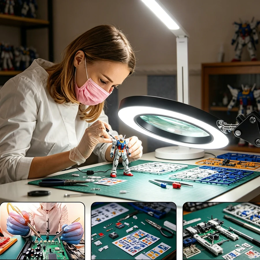8X/10X 72LED NEUE Beleuchtete Lupe USB 3 Farben LED-Vergrößerungsglas für Lötkolben-Reparatur/Tischlampe/Hautpflege