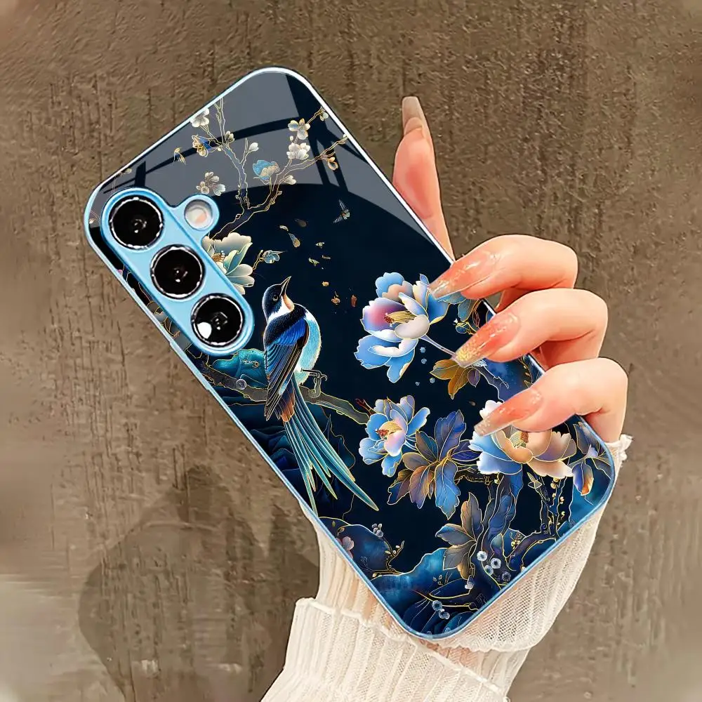 Bluebird fragrance Phone case suitable for Samsung GalaxyS26 S25 24 23 22 21 Plus/Ultra/FE anti drop and shockproof back cover