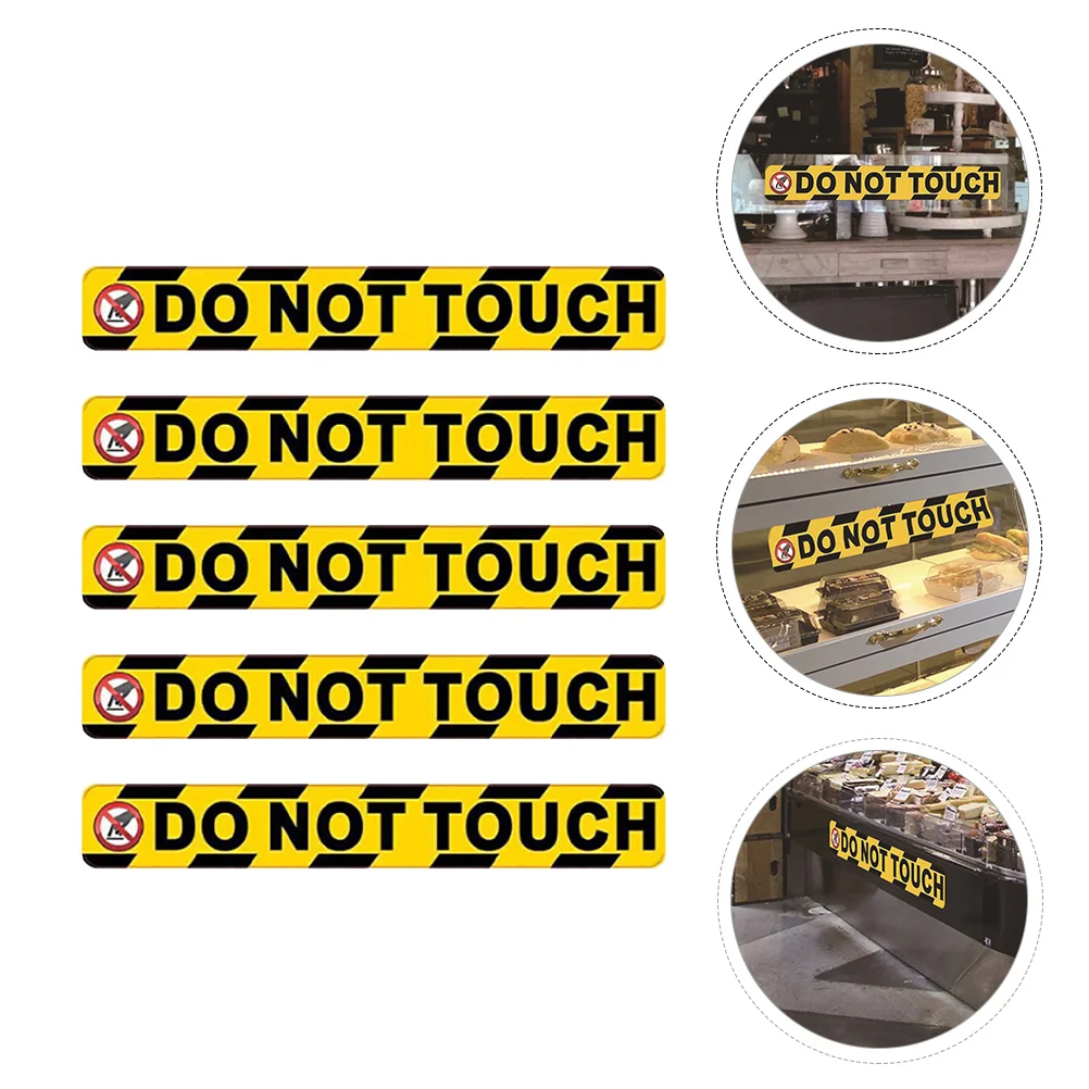 5 Pcs Stickers Epidemic Prevention Wall Premium DO NOT TOUCH Decal Health Protection Letter 175X25X001CM Black