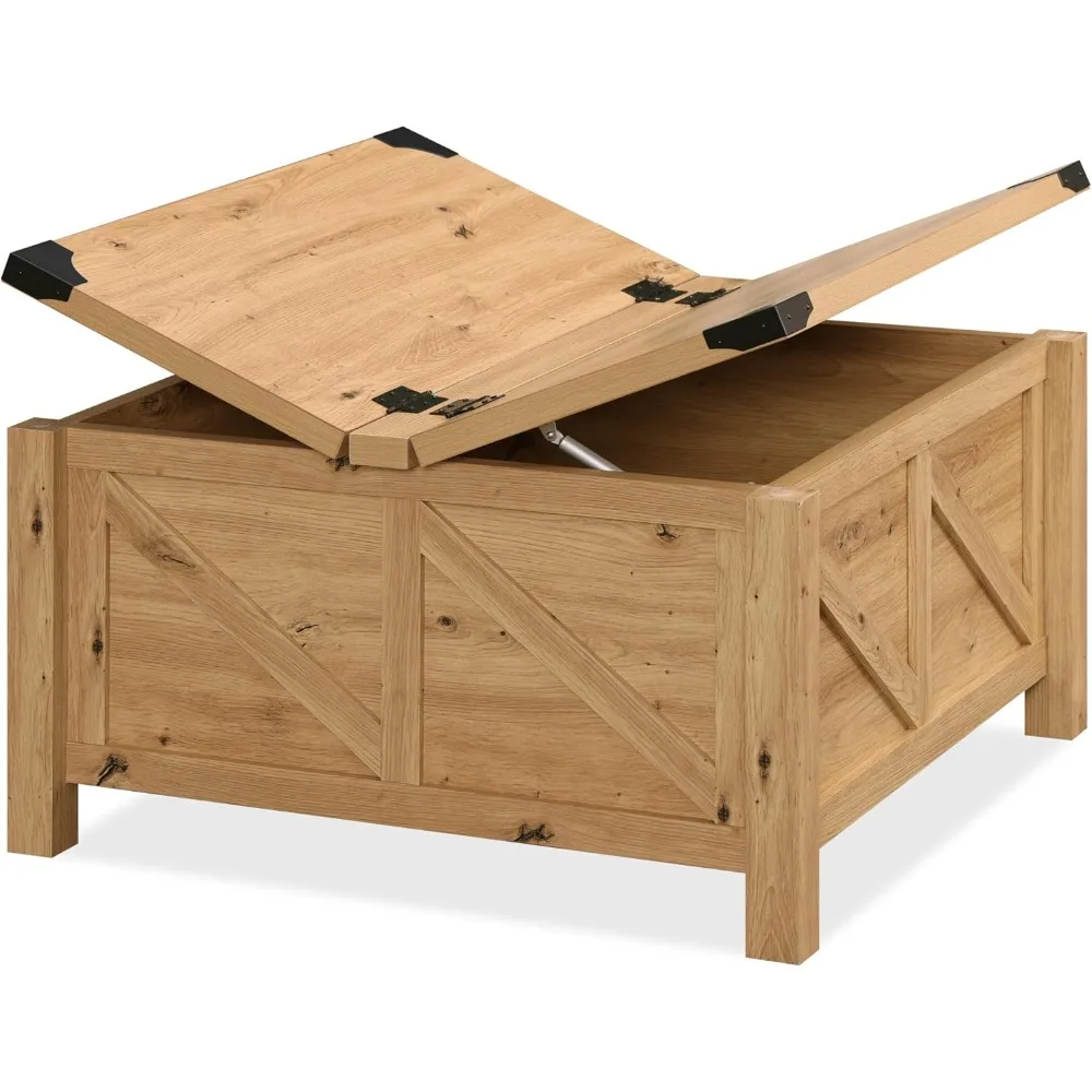 طاولة قهوة خشبية للتخزين مع سطح قابل للطي، مقاس 30 × 30 بوصة لتناول الطعام في غرفة المعيشة #4