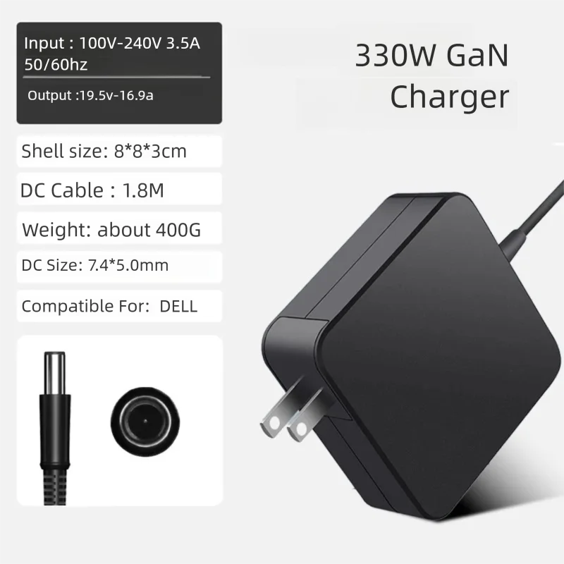 

GaN 330W Charger 19.5V 16.9A 7.4*5.0mm ADP-330AB D Laptop Adapter For Dell Alienware M18X R1 R2 R3 17 R1 R4 R5 X51 R2 R3 Y90RR
