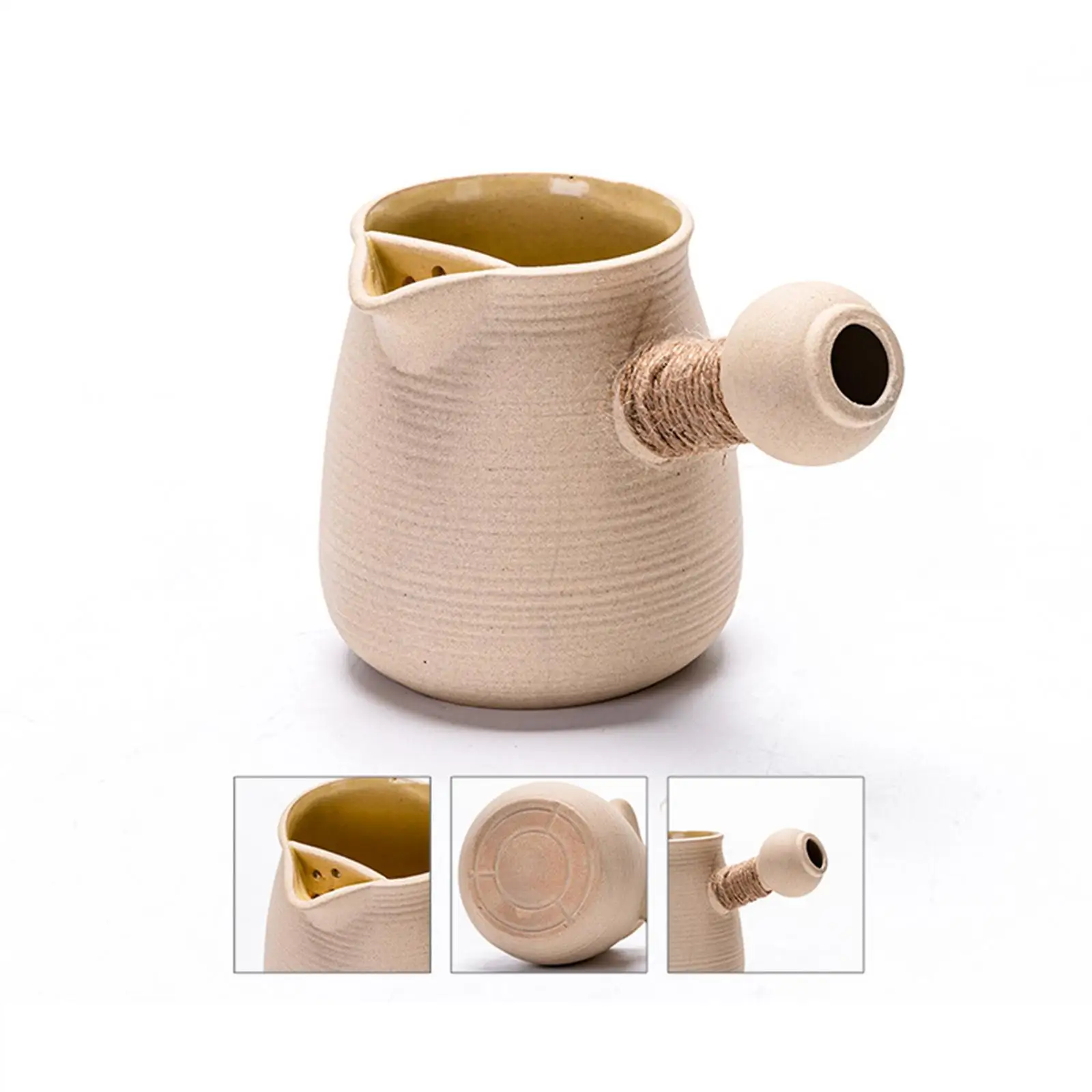 

Ceramic Teapot Tea Maker Kettle, Tea Infuser with Rope Wrapped Handle, for Hotel Household Tea House Tea Lovers Gift