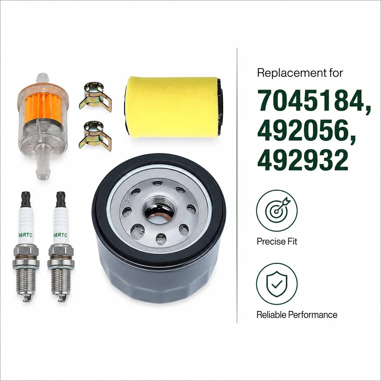 Air Oil Fuel Filter Spark Plug Kit for Husqvarna YTH24V54 YTA18542 YTA22V46 and John Deere L105 LA105 D100 OEM 492056 492932