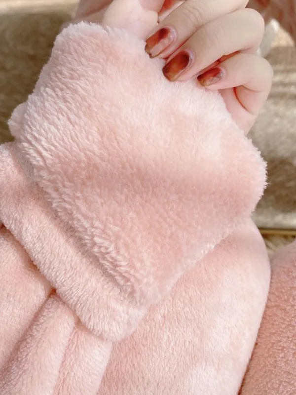 

plus Size Coral Fleece Sleepwear Women's Casual Home Clothes Warm Loose Pants Outerwear Thickened Long Sleeve round Neck
