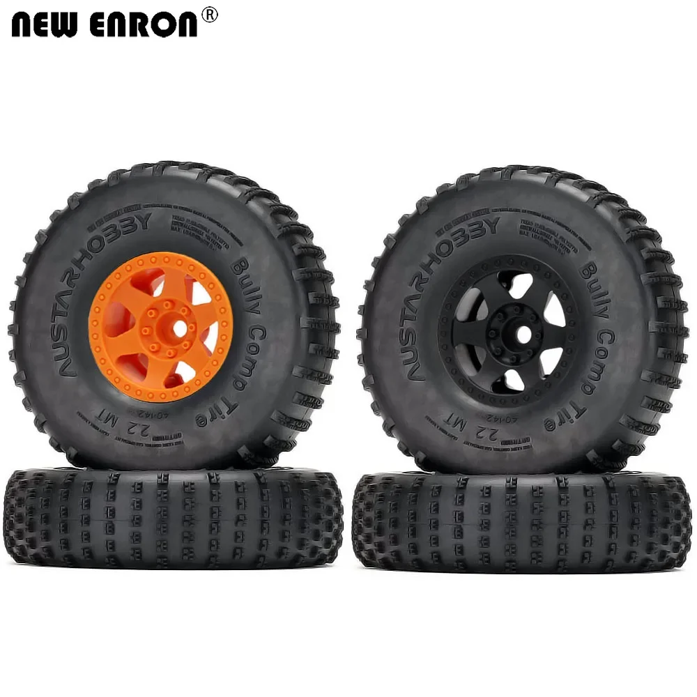 

NEW ENRON 4Pcs 2.2" Nylon Beadlock Wheel Hub Rims & 142mm Tires Tyre for RC Car 1/10 Axial AXI90069 D90 JIMNY TF2 CC01 LC70 MST