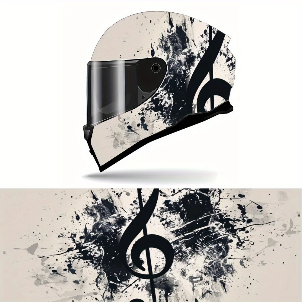 

Dynamic Music Splash Print Full Helmet Wrap Sticker Motorcycle Helmet Racing Graphic Decal Vinyl Wrap Helmet Decorative Sticker