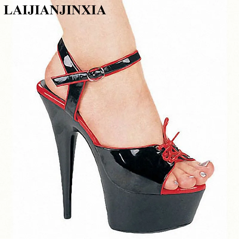 LAIJIANJINXIA, nuevos zapatos de baile de barra exóticos sexis de PU, sandalias de verano para mujer, tacones altos de 15CM, correa con hebilla, talla 34-46 H071