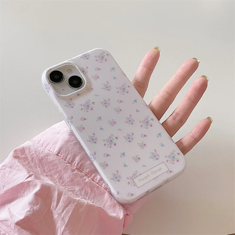 Korean Cute Flower Phone Case For iPhone 15 Pro 14 13 12 Pro Max 14pro Cover Fashion Silicone Shockproof Cases For Women Funda