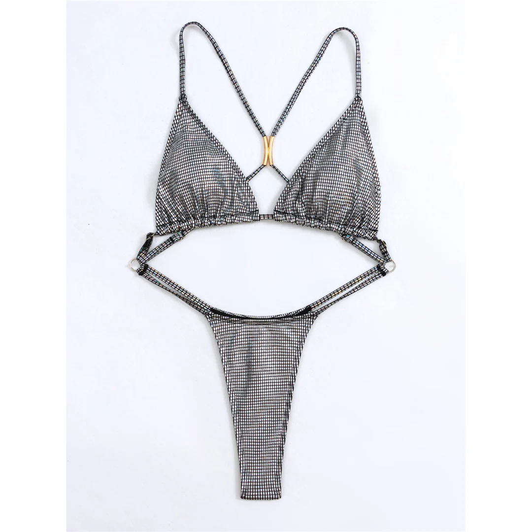Sexy Pailletten Cross-Back Extreme String Mini Micro Thong Damen Badeanzug Einteiliger Badeanzug Badebekleidung Badeanzug V5506 – Detail 15