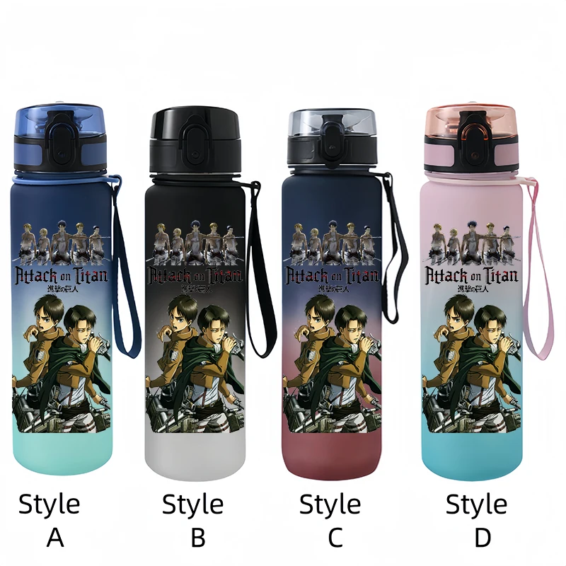 650ml Attack on Titan Water Bottle Plastic Frosted Large Capacity Drinking Cup Portable Outdoor Sports Water Cup Children\'s Gift