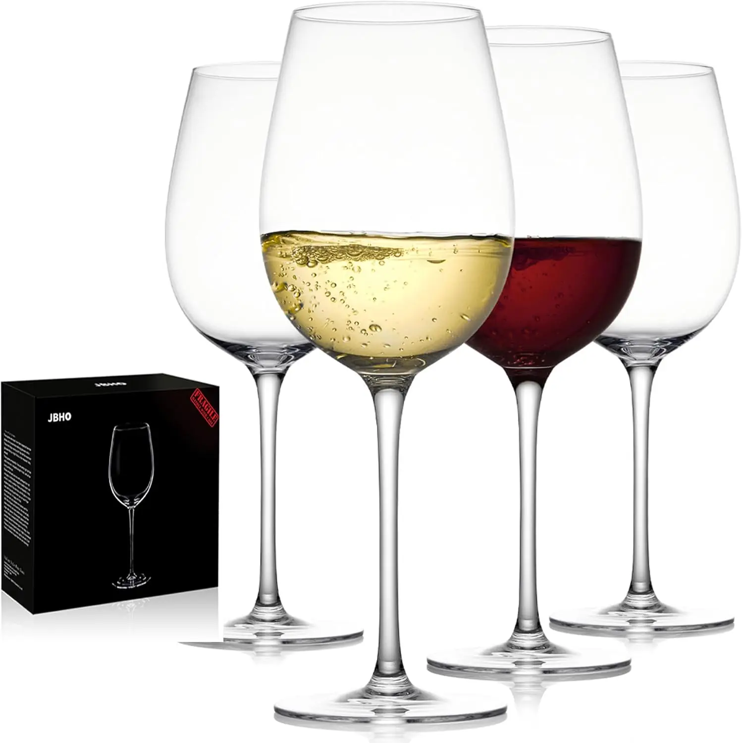 

Hand Blown Italian Style Crystal White or Red Wine Glasses - Gift Packaging for Any Occasion - Lead-Free Premium Crystal Cl