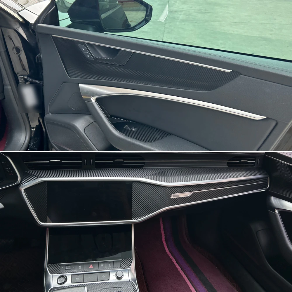 

Для Audi A6 A7 2019-2024 автомобильный Стайлинг из углеродного волокна салона автомобиля центральная консоль цветная молдинг наклейка наклейки детали