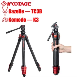 IFOOTAGE Carbon Fiber Tripod TC3B, Carbon Fiber Tripod for Camera, Ultra-Portable, Stable and Compact Travel Tripod with Head