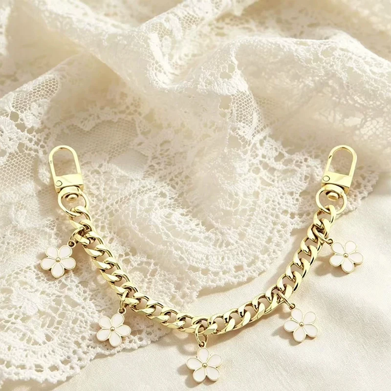 Bag Strap Extender Chain Flower Butterfly Pearl Pattern Handbag Shoulder Bag Extension Strap DIY Convert Crossbody Bag Accessory