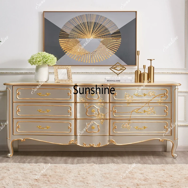 

French light luxury premium solid wood bedroom, locker, high-end, living room master bedroom at the end of the bed