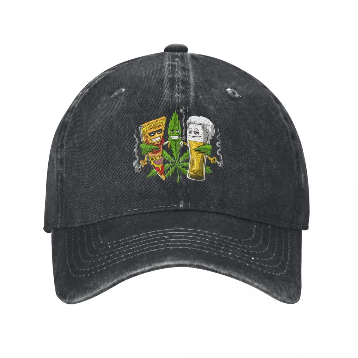 Weed Beer Pizza Party Baseball Cap Men Hats Women Visor Protection Snapback Cannabis Caps