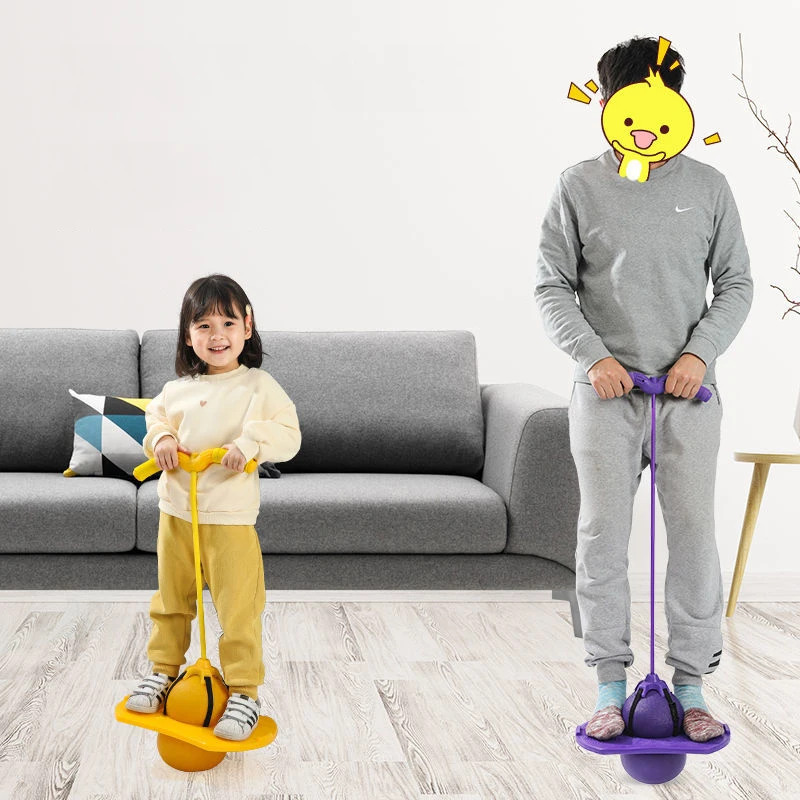 Pelota de rebote con mango y bomba para niños, pelota de juegos al aire libre, plataforma de equilibrio, salto hinchable, patio de juegos