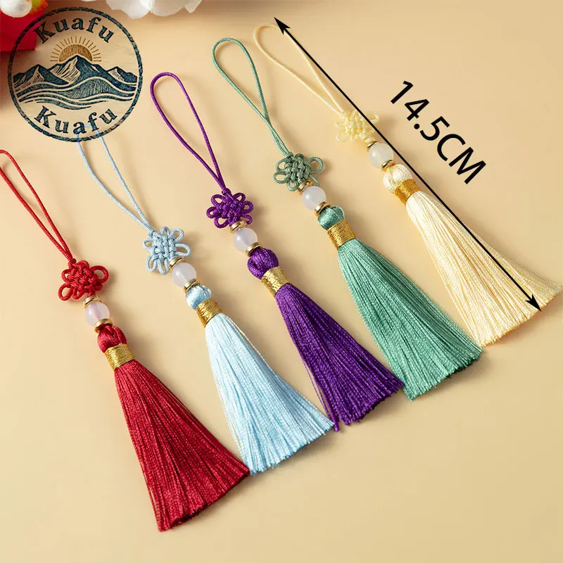 5/10/20 Stück Quasten, chinesischer Knoten, Seidenquaste, handgewebter Perlenanhänger, Fransen für DIY-Bastelarbeiten, Geschenk, Schmuckherstellung, Lesezeichen, Dekoration – Detail 3