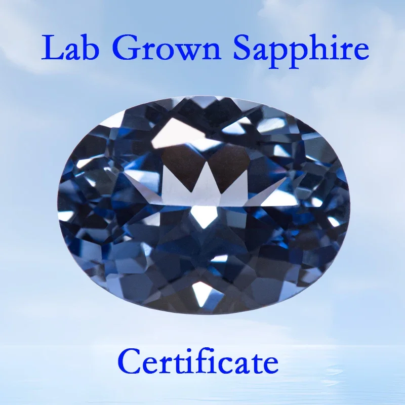 Lab Grown Sapphire Top Quality Oval Shape Cornflower Color Charms Beads for DIY Jewelry Making Bracelet Selectable AGL Certifica