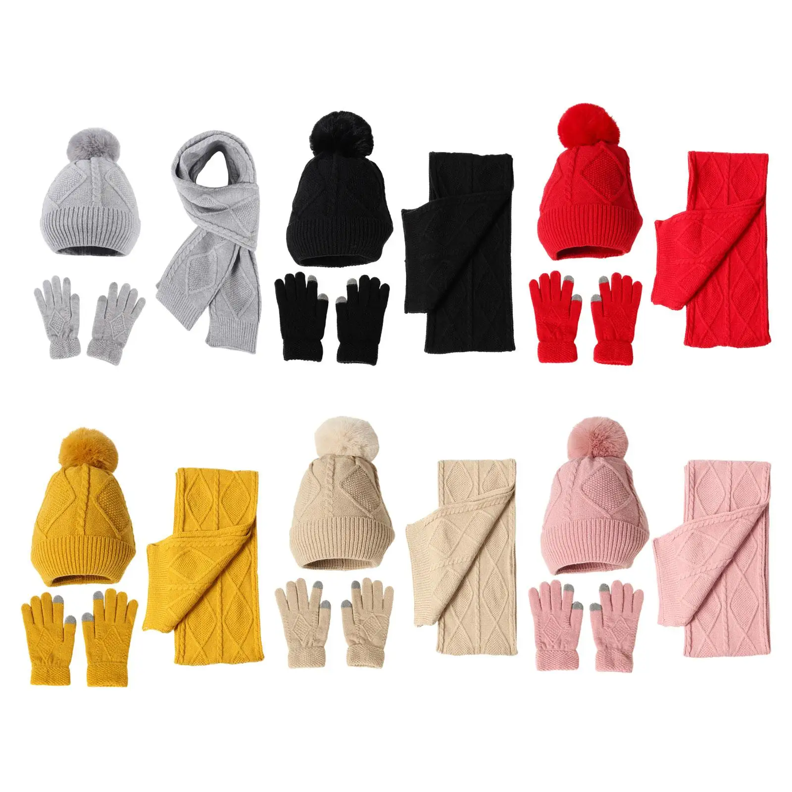 Winter Hat Scarf Gloves Set Windproof Warm Hat Winter Cap Casual Winter Warm Beanie for Ski Camping Skating Climbing Outdoor