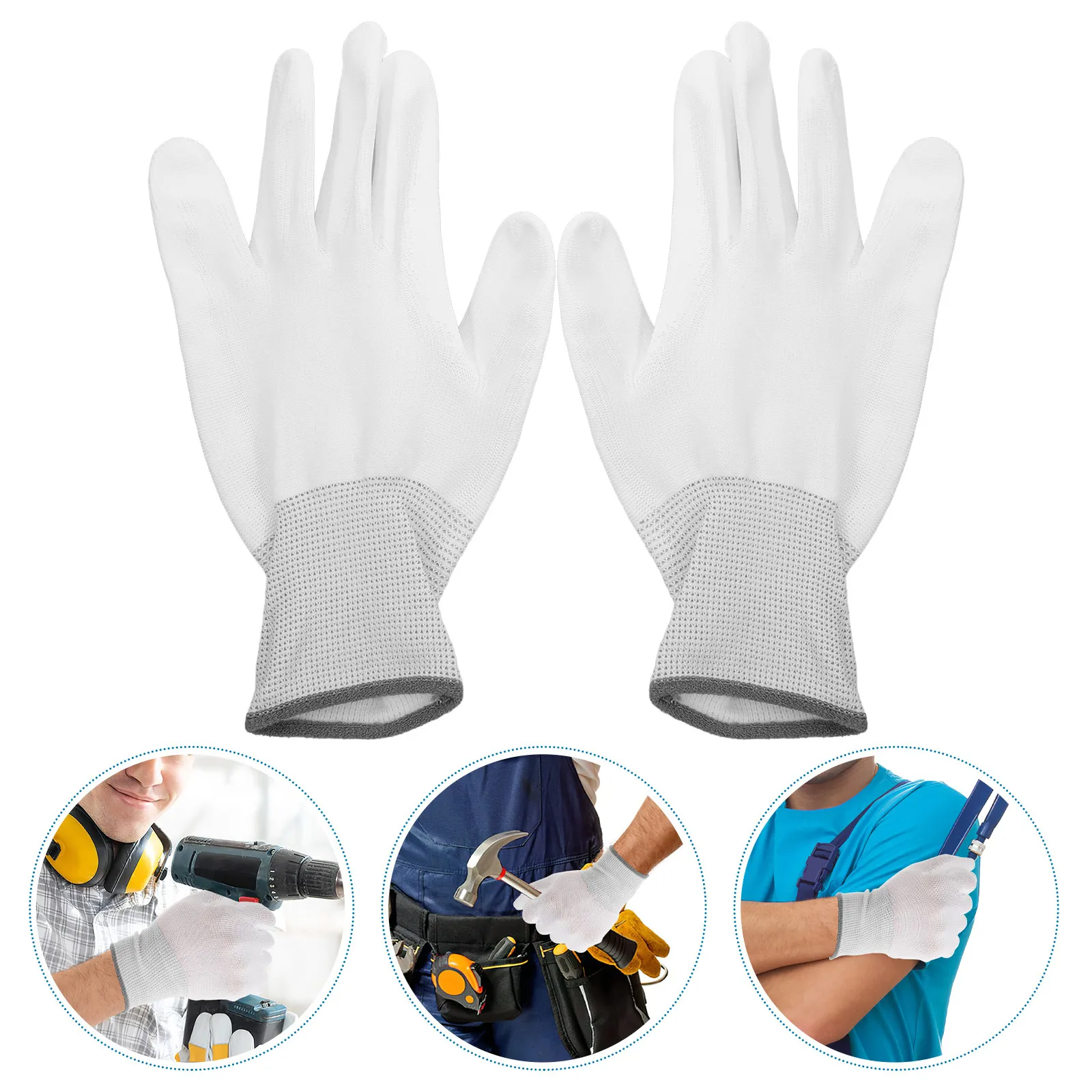 

12Pcs Antistatic Gloves PU Coated Fingertips Nylon Polyester Work Gloves for Electronics Assembly Electricians Mechanics