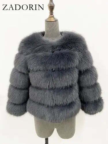ZADORIN S-6XL Mink Coat Winter Black White Faux Fur Coat Woman Elegant Fluffy Faux Fur Jacket Top Short Fur Coats Woman Clothing - Image 12