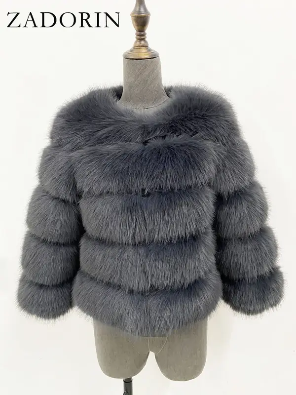ZADORIN S-6XL Mink Coat Winter Black White Faux Fur Coat Woman Elegant Fluffy Faux Fur Jacket Top Short Fur Coats Woman Clothing - Image 12