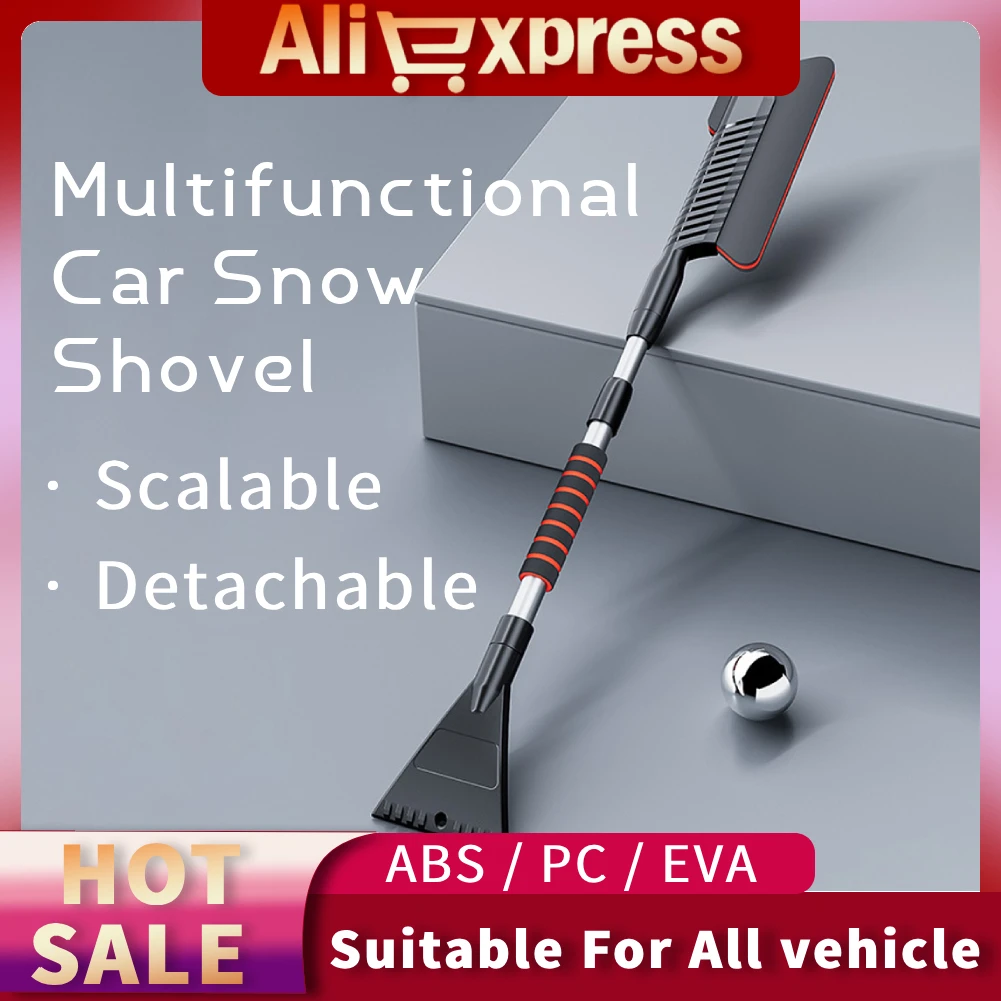 

Съемная щетка для снега 3 в 1, многофункциональная передняя лобовое стекло, соскабливание льда, метла для размораживания, универсальная для автомобиля, автомобиля, снегоходов
