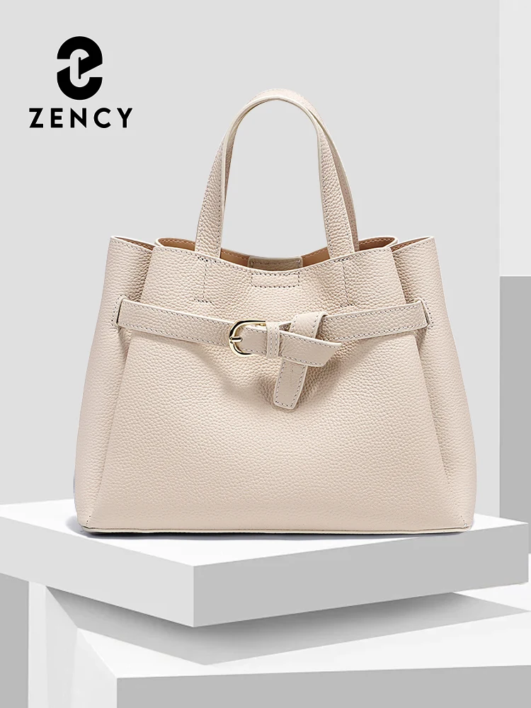 Zency Fashion Genuine Leather Top-handle Bag For Women Luxury Designer Crossbody Bag Zipper Purse