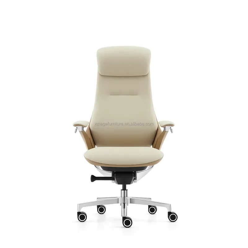 Modern Executive Leather Office Chair Ergonomic Swivel Seat with Height Adjustment for Home Workspace Living Room Commercial