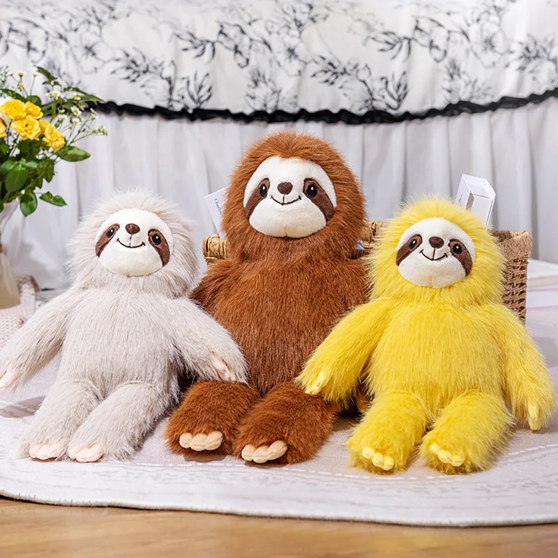 New 40/50cm Cute Sloth Plush Toy Fluffy Stuffed Animal Doll with Long Arms Soft Cuddly Companion Birthday Gift Home Decor