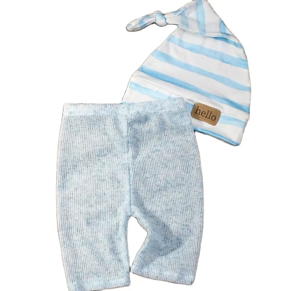 Yl steed Neugeborenen Jungen Foto Requisiten Hallo Patch Streifen Schlaf hut und Hosen Set Baby Porträt Studio Fotografie Outfit