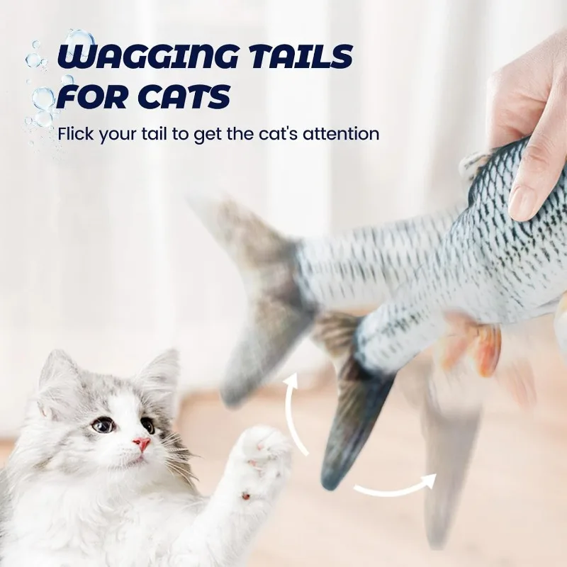 Electric Plush Cat Fish Toy Cat Scratcher Catnip Bounce Interactive Simulation Fish Toys Stuffed Playing Toy for Cat Kitten