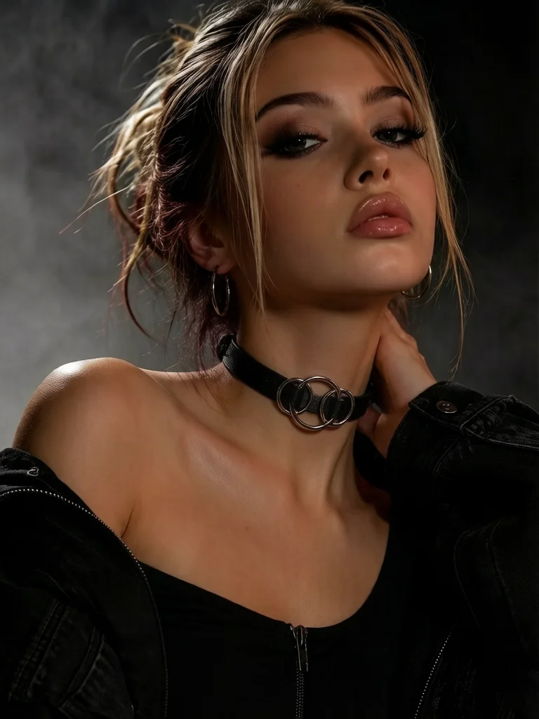 Street Style Gothic Punk Pu Leather Choker With O-Ring Adjustable Collar Necklace For Women, Perfect For Halloween image 5