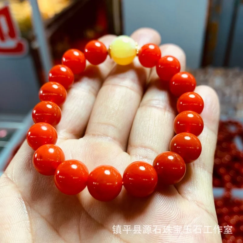 Factory Wholesale Baoshan Southern Buddha Beads Persimmon Red Agate Single Ring Bracelet