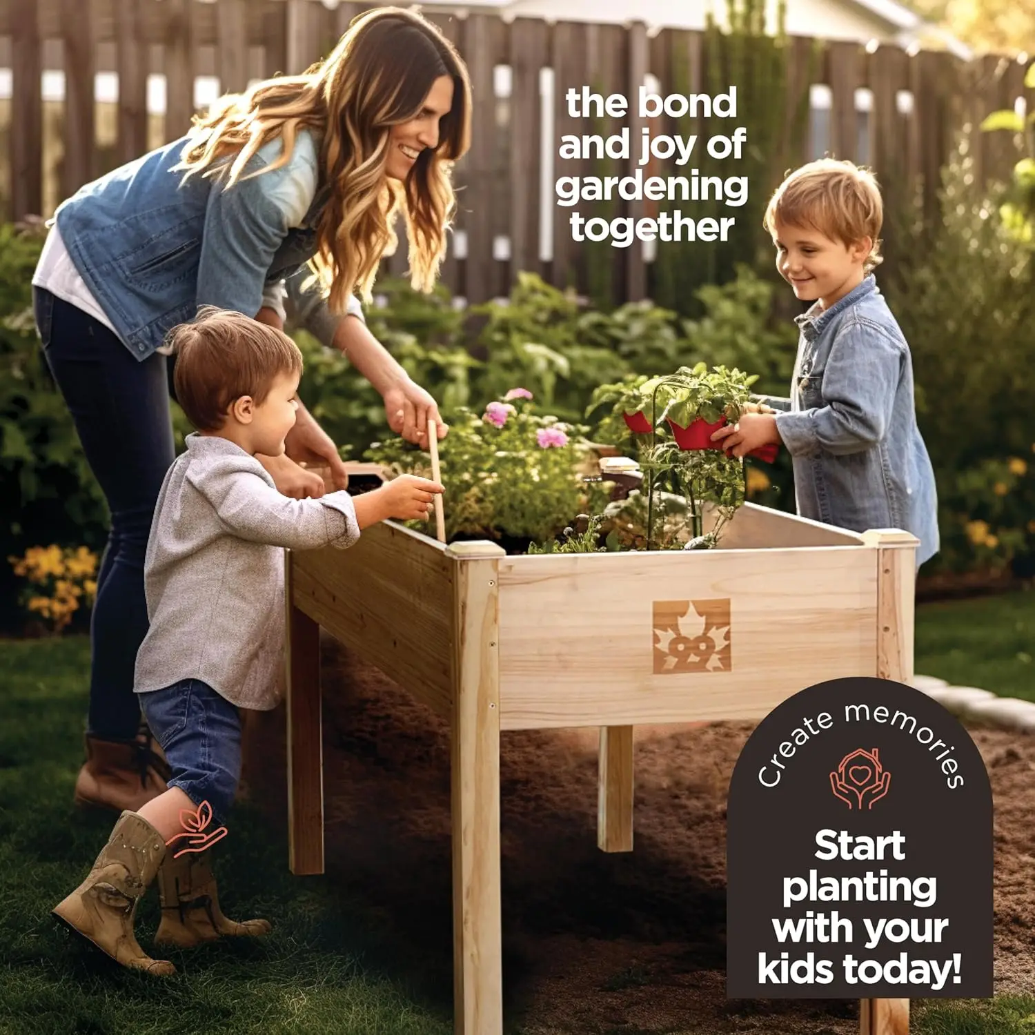 Natural Cedar Wood Raised Garden Bed with Legs for Backyard, Patio, Balcony, 200lb Capacity for Flowers, Veggies, Herbs
