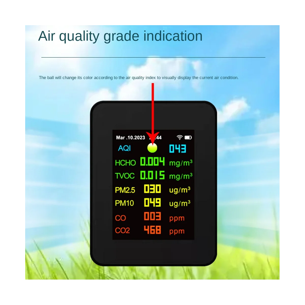 9 in 1 Digital Temperature Humidity Tester PM2.5 PM10 HCHO TVOC CO CO2 Meter WiFi LCD Infrared Sensor Monitor Black