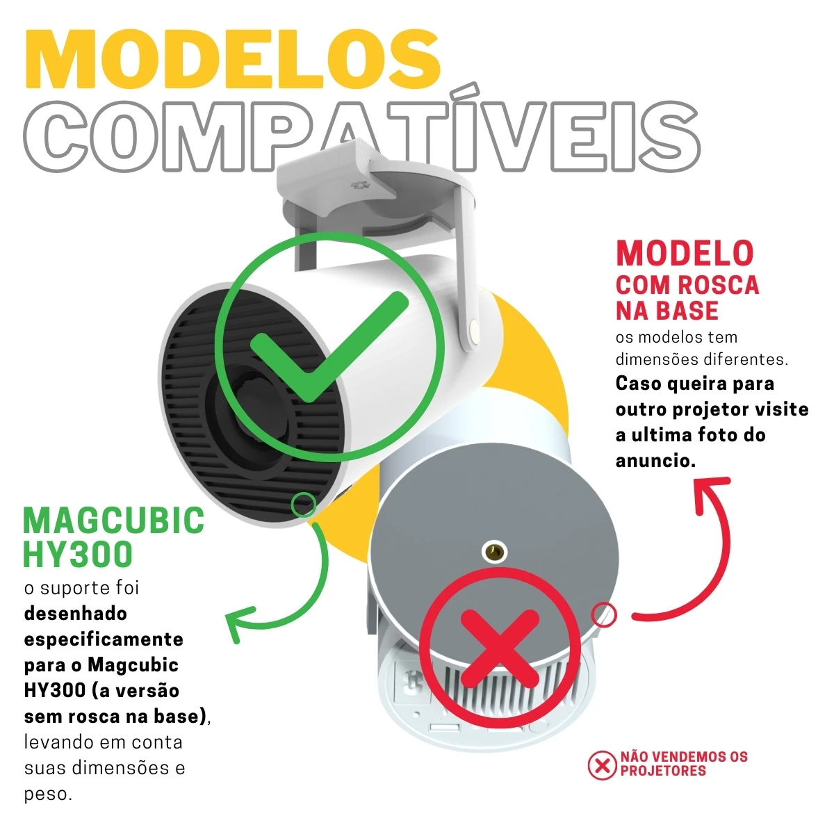 Suporte de Teto e Parede Compatível com Projetor Salange HY 300