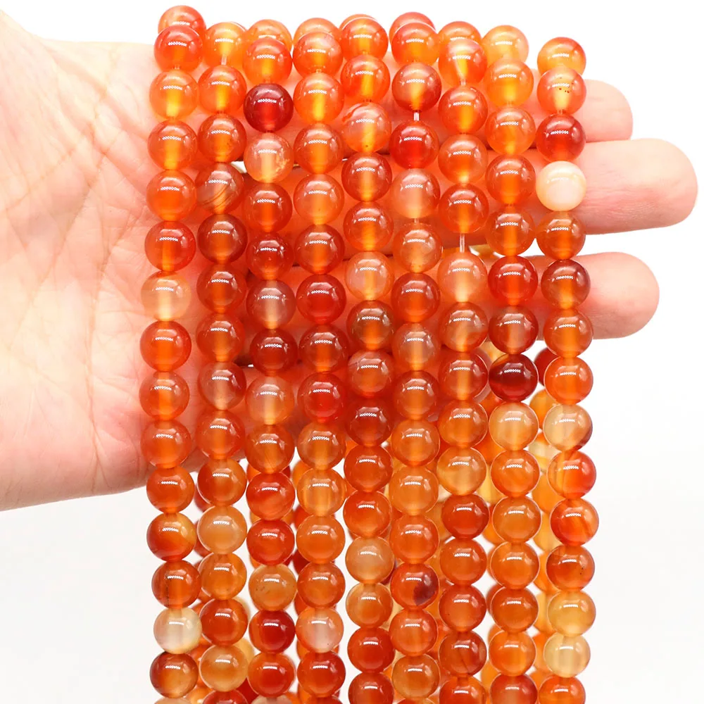 Red Carnelian Agate Natural Stone Beads For Jewelry Making 4/6/8/10mm Round Loose Beads DIY Necklace Bracelet Accessories