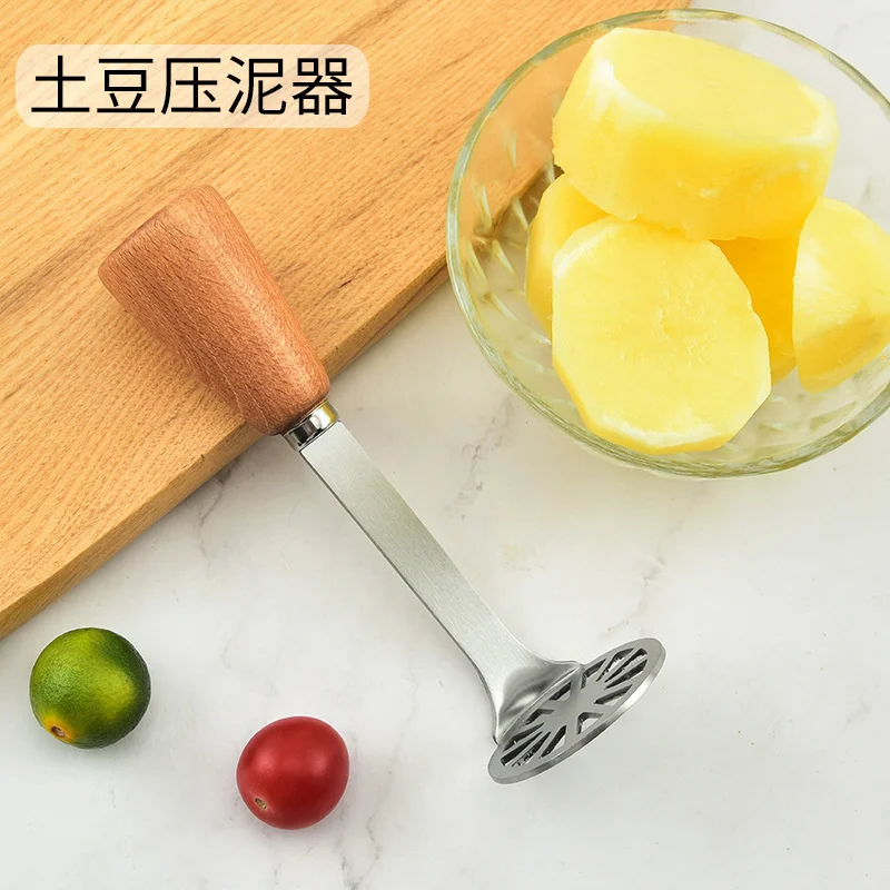 

20PCS Wooden Handle Potato Masher Household Baby Supplementary Food Masher Manual Mashing Tool