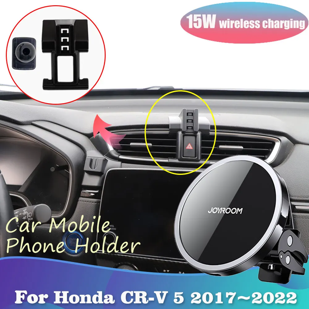 Car Phone Holder for Honda CR-V 5 CRV Hybrid 2017~2022 2018 GPS Magnetic Clip Support Wireless Fast Charging Accessories iPhone