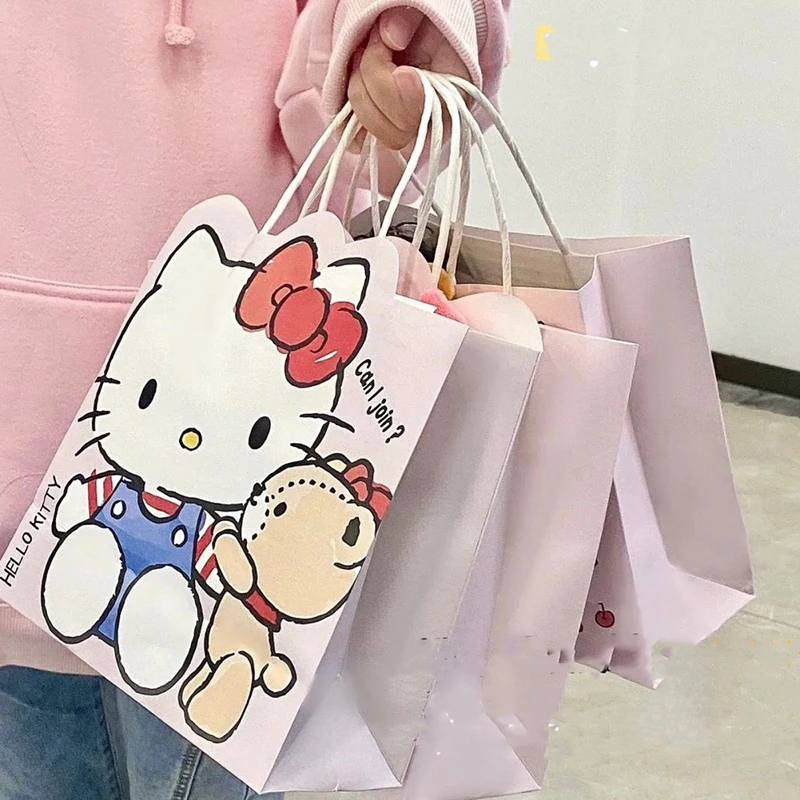 4Pcs Cartoon Sanrio Gift Bags Hello Kittys Accessories Cute Kawaii Anime Handbags Storage Bags Packaging Bags Toys Girls Gift