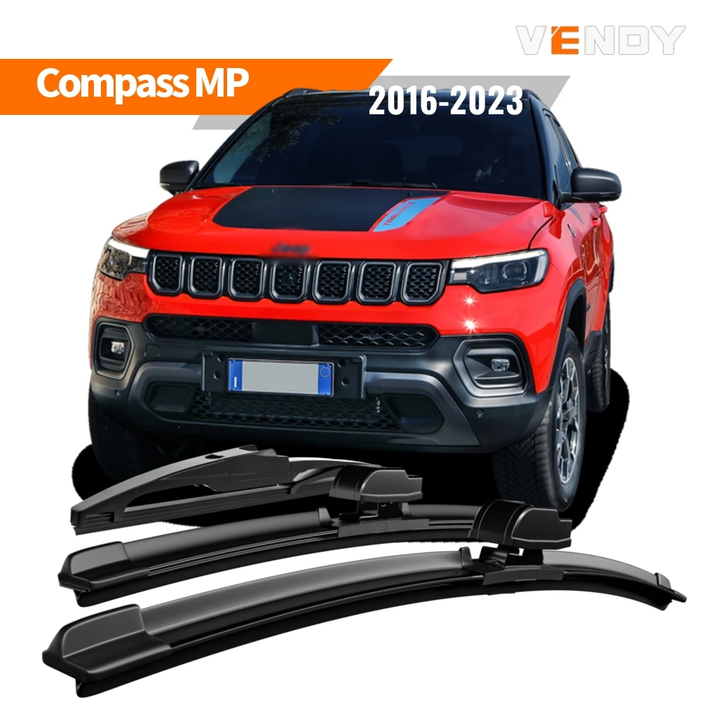 1 Satz Front- und Heckscheibenwischerblätter für Jeep Compass MP 2016-2023, Gummibürsten, Autozubehör, Ersatzblätter