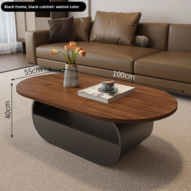 Retro Solid Wood Coffee Table Wabi-**** Style Modern Simple And Durable Living Room Small Apartment Metal Frame Portable Locker