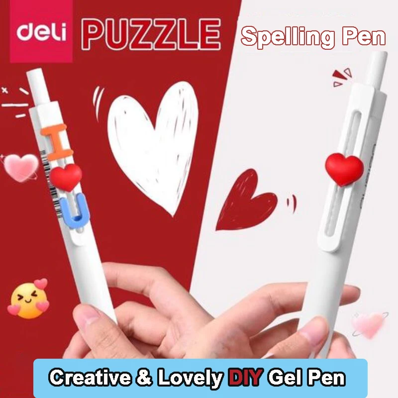 

Cute NUSIGN Gel Pens Anti-Fatigue Grip Prevents Stains Black Ink ECO Letter Spelling DIY Pen Students Back to School Stationery
