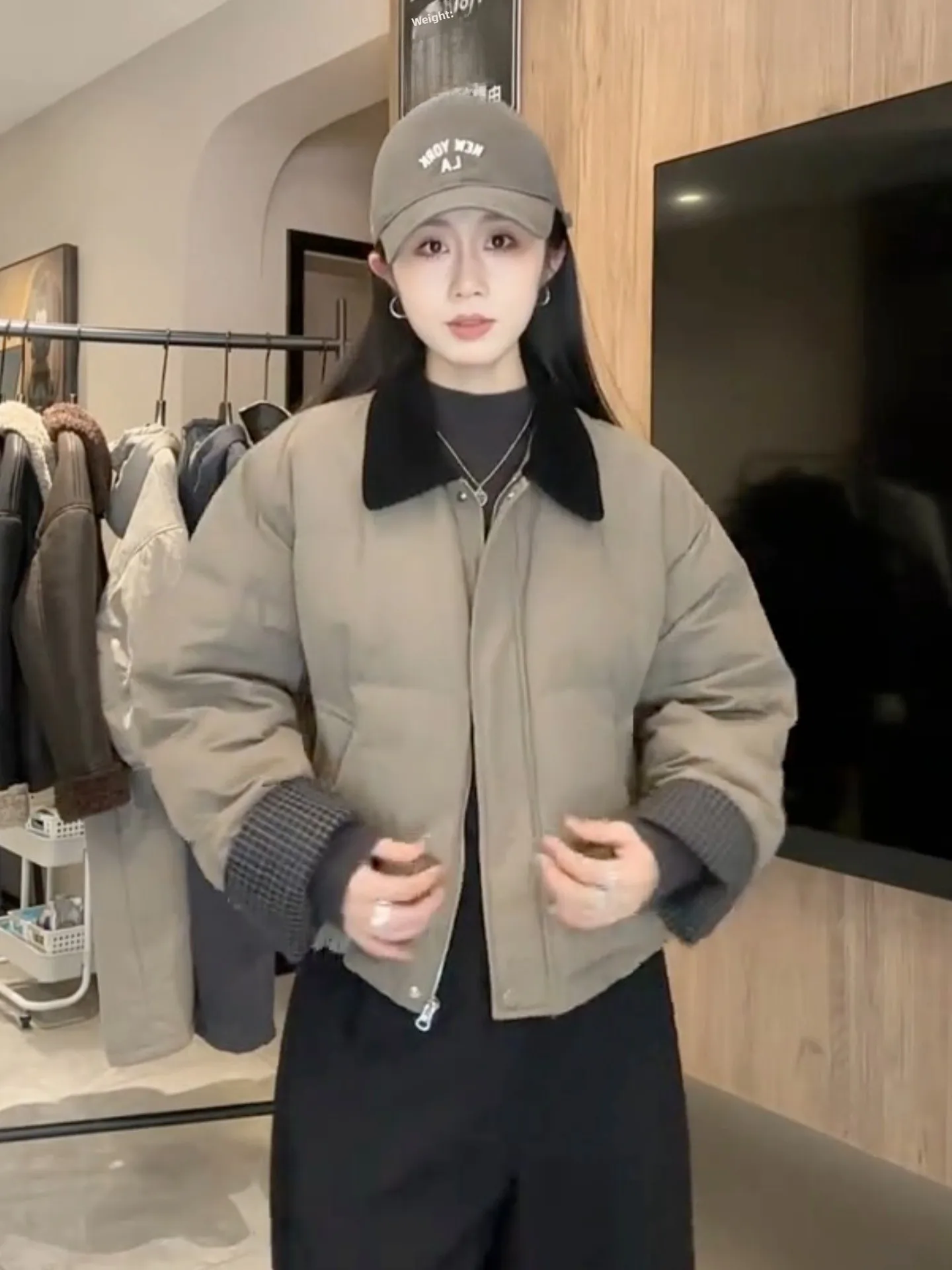 

Стильная женская хлопковая куртка с воротником и цветовыми блоками, повседневная, приталенная, укороченная, зимняя, новинка, модная верхняя одежда из хлопка