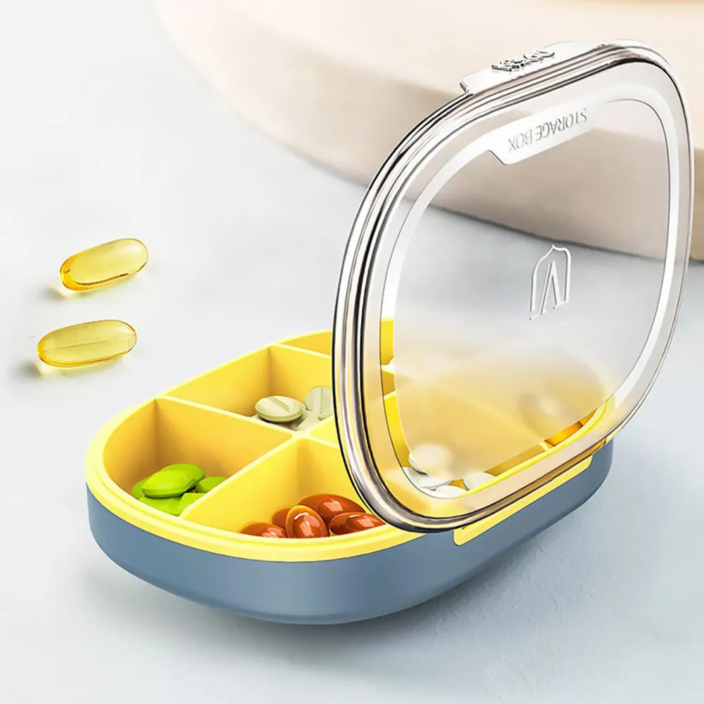 

Mini Portable Medicine Organizer Box with 6 Storage Compartments Large Capacity Pill Storage Case Travel Container